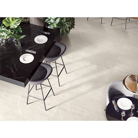 Gresie interior portelanata rectificata Mainstream White Ivory, mat, bej, patrata, 80 x 80 cm