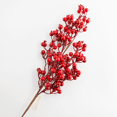 Decoratiune ramura cu fructe rosii, 63 cm