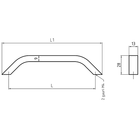 Maner AA313, aluminiu mat, 128 mm