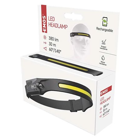 Lanterna LED frontala de lucru Emos LED P3541, Li-Polimer, 1200 mAh, 380 lm, 4 moduri iluminare 