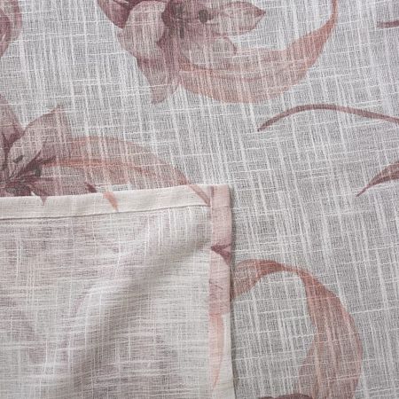 Perdea poliester, model floral, roz, 140 x 245 cm