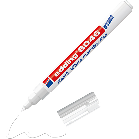 Marker permanent Edding 8046, cu vopsea, varf rotund, 1-3 mm, alb
