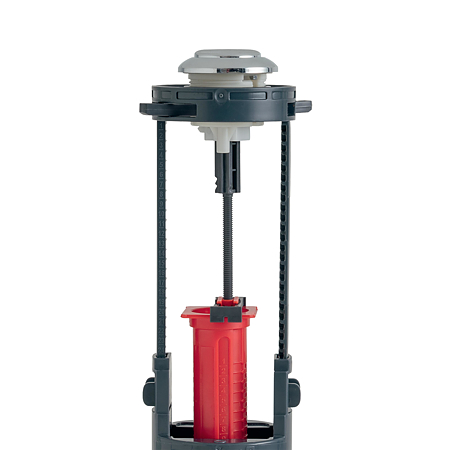 Mecanism universal WC One Wirquin, cu dubla actionare, 3/6 litri, buton negru, cu flotor lateral, racord 2 1/2", plastic