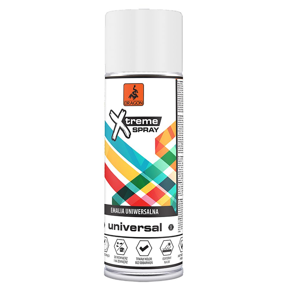 Vopsea spray universala Dragon Xtreme, alb RAL 9003, mat, interior/exterior, 400 ml 400