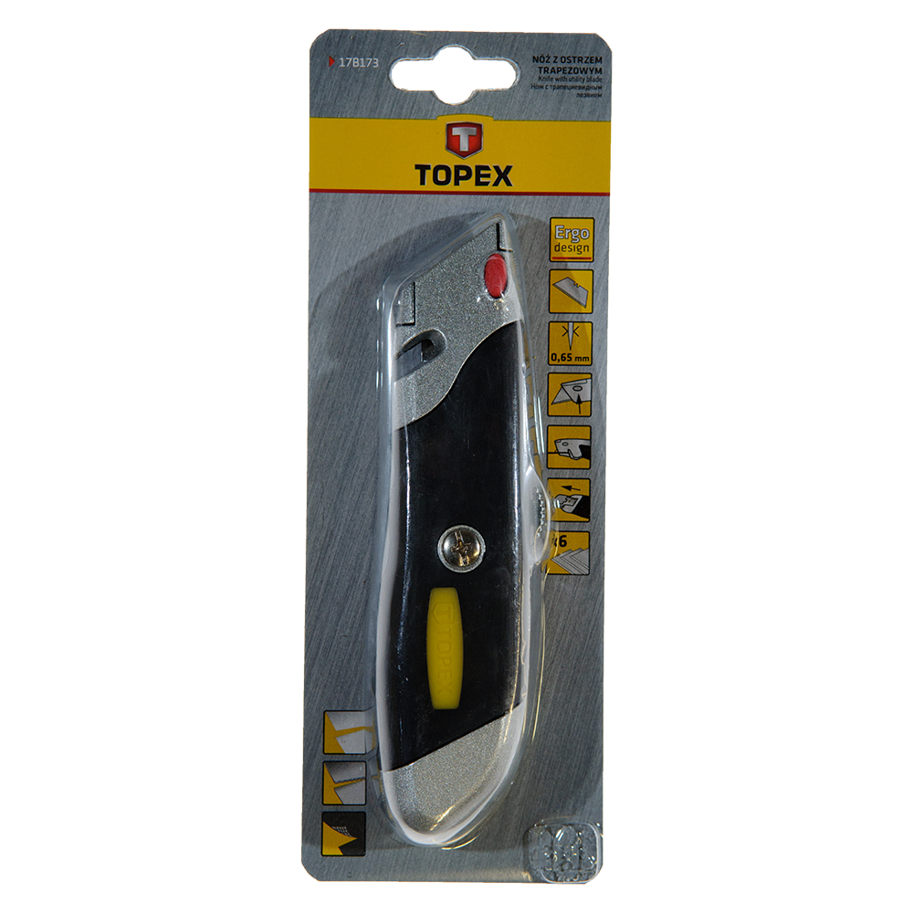 Cutter cu lama trapezoidala,  Topex 17B173 +  6 rezerve