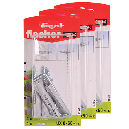 Diblu din nailon cu surub L, Fischer UX, 8 x 50 mm, 5.5 x 70 mm, 4 buc Diblu din nailon cu surub L, Fischer UX, 8 x 50 mm, 5.5 x 70 mm, 4 buc