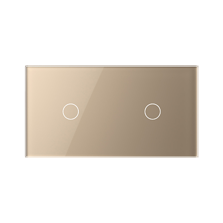 Panou intrerupator simplu + simplu Livolo VL-P701/01-4A, sticla securizata, auriu