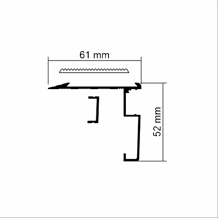 Profil banda LED pentru treapta 8126112MKR2, aluminiu, incorporabil, mat, gri, 61 x 1200 mm
