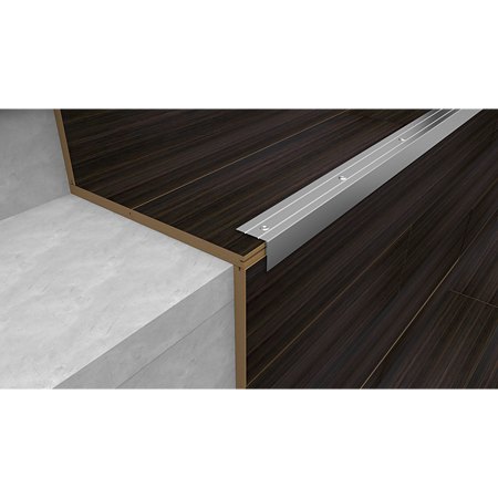 Profil pentru treapta cu surub Set Prod S45 cu latime 25 mm, lemn exotic, 1 m Profil pentru treapta cu surub Set Prod S45 cu latime 25 mm, lemn exotic, 1 m