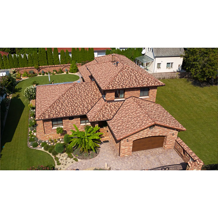 Tigla de beton 1/2 Terran Coppo Ferrara, maro, 180 x 420 mm