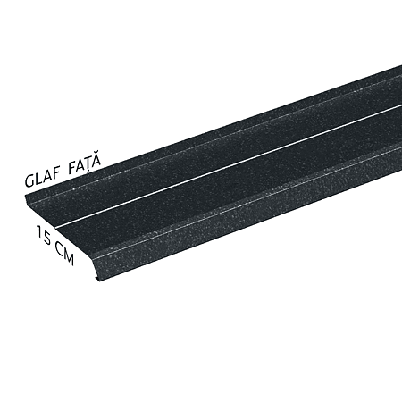 Glaf metalic exterior Caretta Briliant Z150, otel, gri, RAL 7016, 1500 x 150 mm