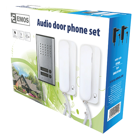 Kit interfon audio pentru 2 apartamente Emos H1086, montaj aparent 