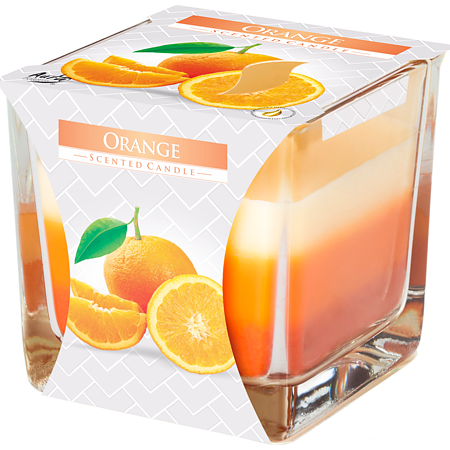 Lumanare parfumata Bispol, pahar transparent, portocala, 80 x 80 mm
