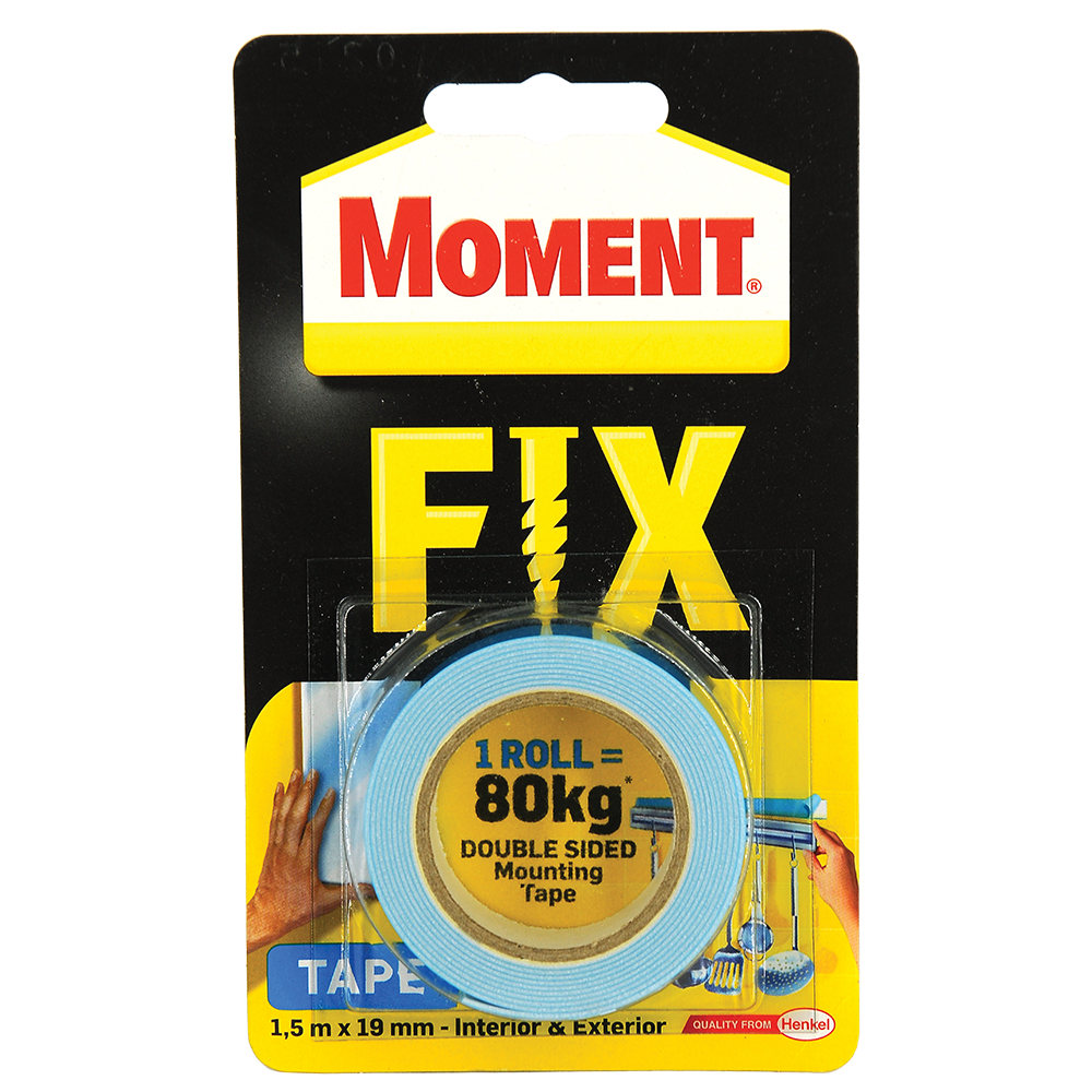 Banda dublu adeziva pentru fixare, Moment Fix Super, 1,5 m x 19 mm, 80 kg