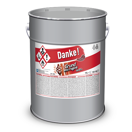 Grund metal anti-rugina Danke, interior/exterior, rosu oxid,10 L