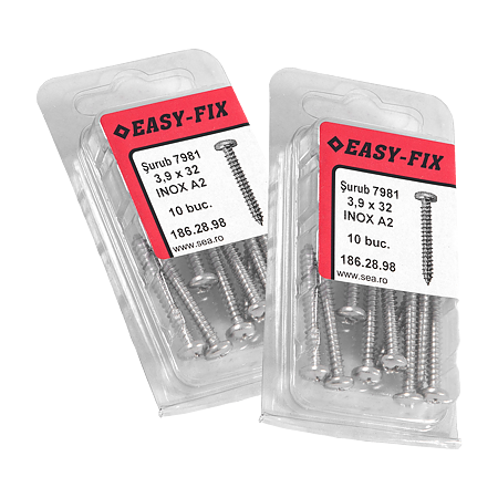 Surub pentru tabla, inox, 3,9 x 32 mm, 10 BUC