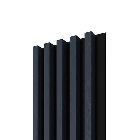 Panou decorativ Linea Comfort, 5 lamele, decor stejar, bleumarin, suport placaj negru, interior, 265 x 24,6 x 3 cm