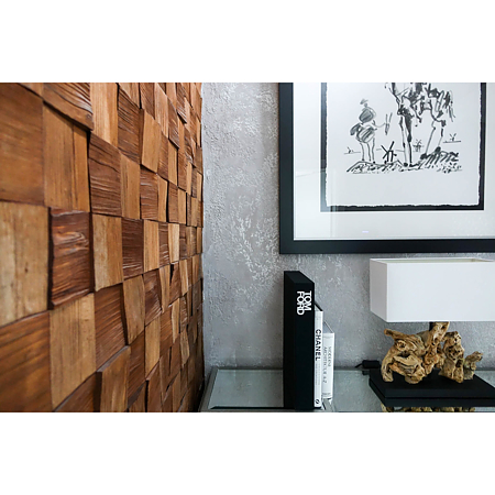 Panou decorativ din lemn Stegu Quadro 2, interior, 380 x 380 x 6-14 mm, 4 buc/cutie