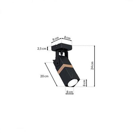 Spot Vidar, 1xGU10, metal/lemn, negru