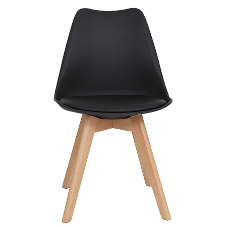 Scaun bucatarie tapitat negru Depozitul de scaune Celia, piele ecologica, cadru lemn, max. 110 kg, 48.5 x 50 x 82.5 cm