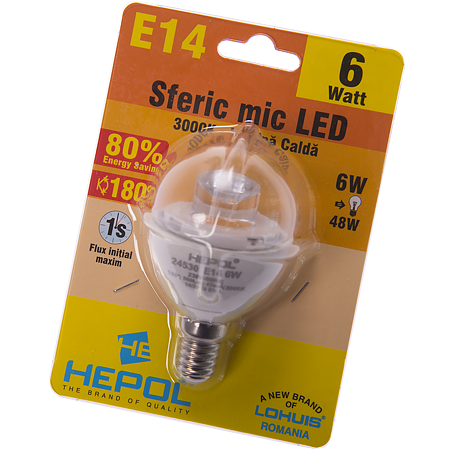 Bec Led Sferic E14 6 W Hepol