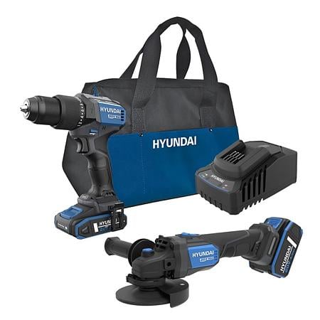Set masina de gaurit si insurubat brushless cu percutie Hyundai HD20X-60 + polizor unghiular brushless Hyundai AG20X-115, 20 V