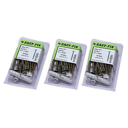 Diblu din polipropilena, D: 7 mm, cu surub 4 x 40 mm, 10 BUC