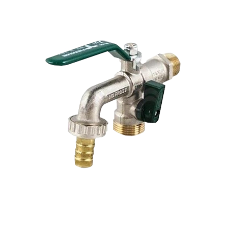 Robinet de gradina Eolo Duplex No Frost portfurtun cu maneta de otel verde plata, 1/2"