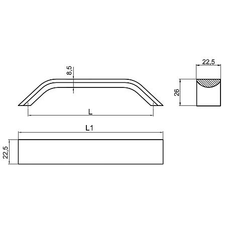 Maner-1006, aluminiu mat, 160 mm