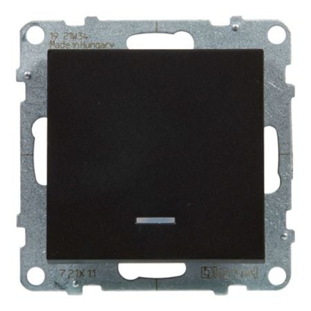 Intrerupator simplu Legrand, New Suno, L721201, IP44, montaj incastrat, negru, 72.9 x 72.9 x 40 mm