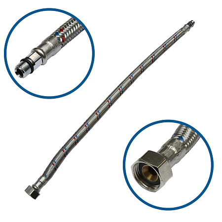 Racord Fanski, EPDM, crom, flexibil, 3/8", 24x 400 mm