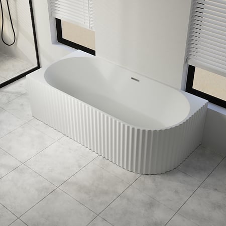Cada baie freestanding Bali Sanotechnik, montaj stanga, acryl, ovala, alb, 170 x 80 x 56 cm