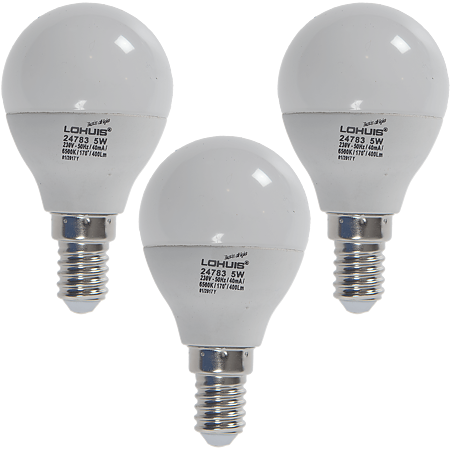 Bec Led Lohuis Ecoline, forma glob A45, E14, 5W, lumina rece