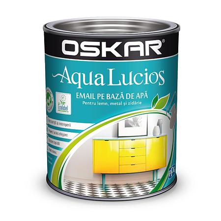 Vopsea Oskar Aqua Lucios, pentru lemn/metal/zidarie, interior/exterior, pe baza de apa, gri nordic, 0,6 l