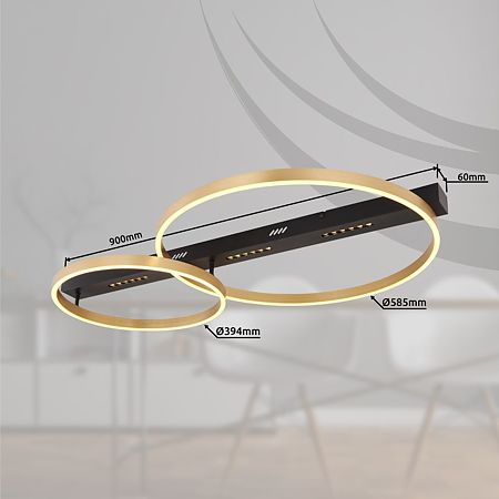 Plafoniera Globo Luffy, metal/plastic, LED 54 W, negru/auriu, 930 x 585 x 102 mm Plafoniera Globo Luffy, metal/plastic, LED 54 W, negru/auriu, 930 x 585 x 102 mm
