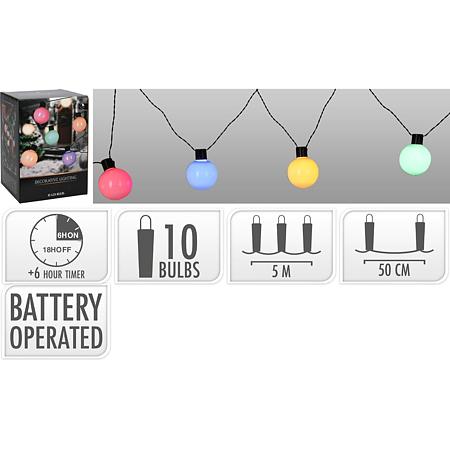 Ghirlanda luminoasa exterior, 10 LED-uri multicolore, 5 m