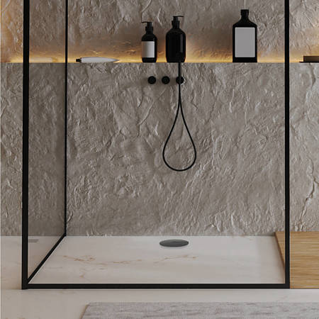 Sifon cadita dus / pardoseala Wirquin SlimPlus extra plat h=40 mm, corp ABS, anti miros, filtru de par, iesire Ø40 mm, debit 34 l/min, negru mat, 187 x 60 x Ø118 mm