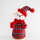 Decoratiune iarna urs, rosu cadrilat, 18 cm Decoratiune iarna urs, rosu cadrilat, 18 cm