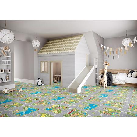 Covor PVC linoleum Iconik 300 Macadam Green Tarkett , multicolor, clasa 23, grosime 3 mm, latime 400 cm