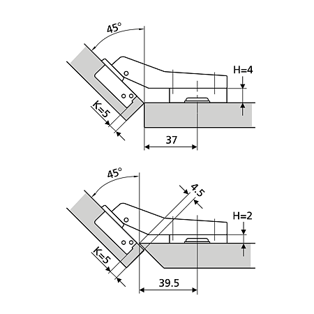 Balama usa, FGV M Slide-On, otel, crom, 45° 