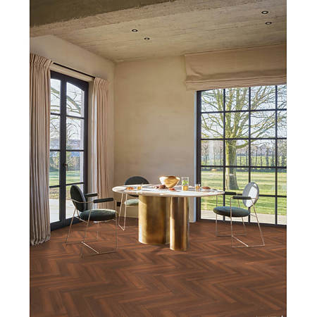 Parchet laminat 8 mm Berry Alloc Chateau + Merbau Brown B6311, Herringbone B, clasa de trafic 33, OmniLoc A&B, 504 x 84 mm
