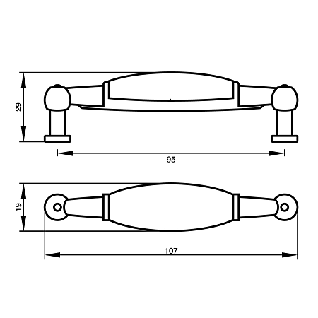 Maner Teko TIP5 2016-96-02, zamac + ceramica, antichizat, 96 mm