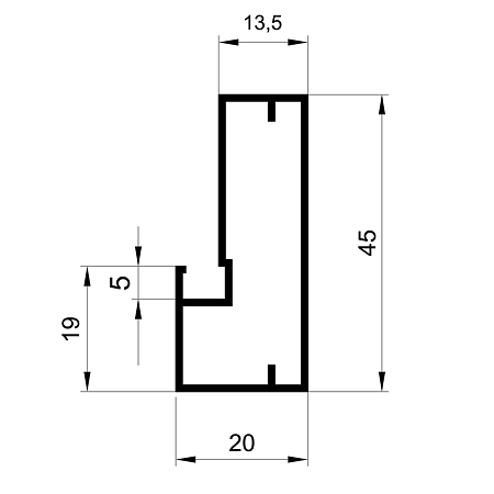 Profil rama de geam din aluminiu, cu frezare Tip 3, 3 m