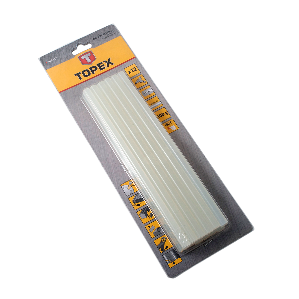 Batoane silicon Topex pentru pistol de lipit, transparent, 11.2 x 250 mm, set 12 buc