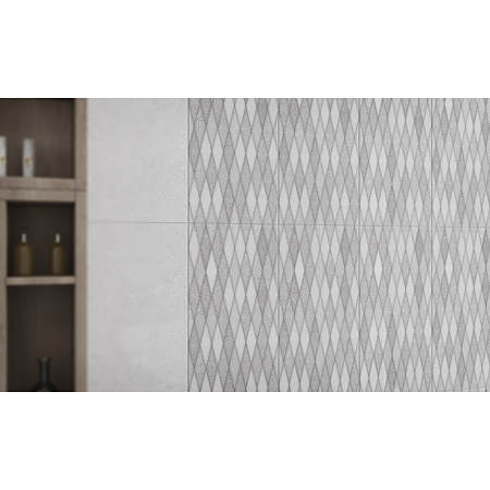 Decor ceramica Kai Palazzo Diamond Grey, finisaj lucios, alb si gri, model geometric, 30 x 60 cm