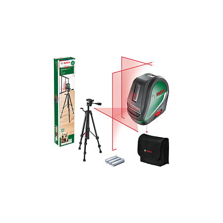 Nivela cu laser cu linii in cruce Bosch Universallevel 3, autonivelare, stativ si geanta