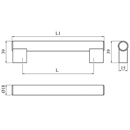 Maner AA315 160 mm, aluminiu mat