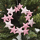 Decoratiune pentru Craciun, coroana de stele, plastic, roz, 16 x 1 x 16 cm
