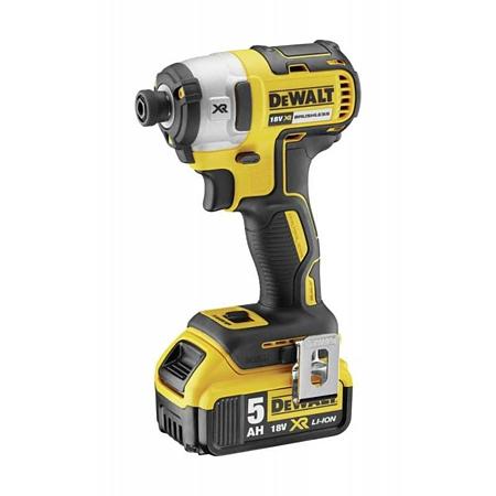 Set 2 scule profesionale pe acumulator DeWALT DCK266P2, 18V, motor fara perii, masina de gaurit DeWALT DCD796, masina de insurubat cu impact DeWALT DCF887, 2x acumulator 5 Ah, incarcator rapid, cutie transport TSTAK