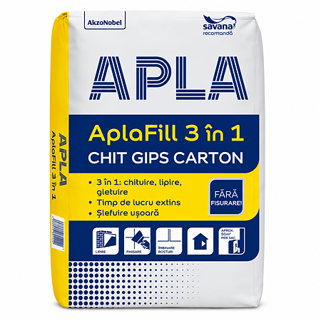 Chit pentru gips carton Apla Fill 3 in 1, pe baza de ipsos, interior, 5 kg